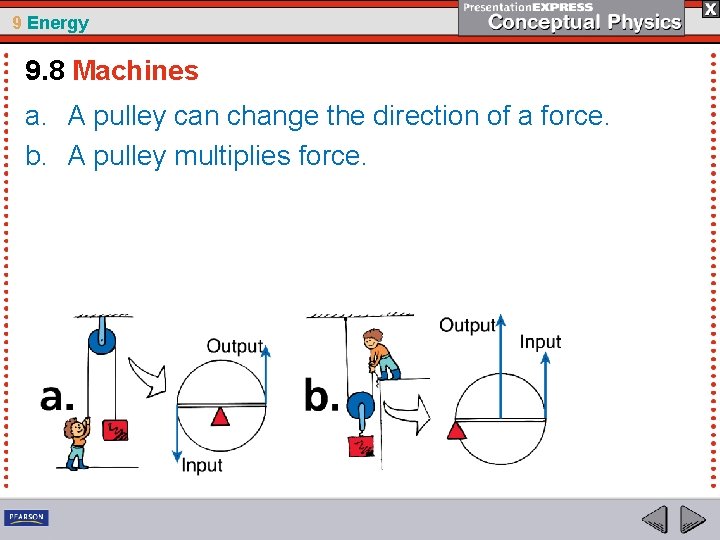 9 Energy 9. 8 Machines a. A pulley can change the direction of a