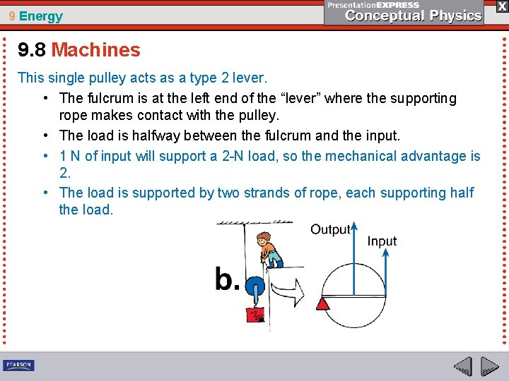 9 Energy 9. 8 Machines This single pulley acts as a type 2 lever.