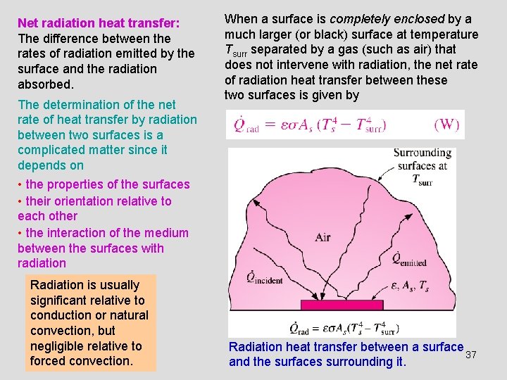 Net radiation heat transfer: The difference between the rates of radiation emitted by the