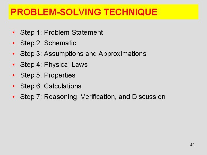 PROBLEM-SOLVING TECHNIQUE • Step 1: Problem Statement • Step 2: Schematic • Step 3: