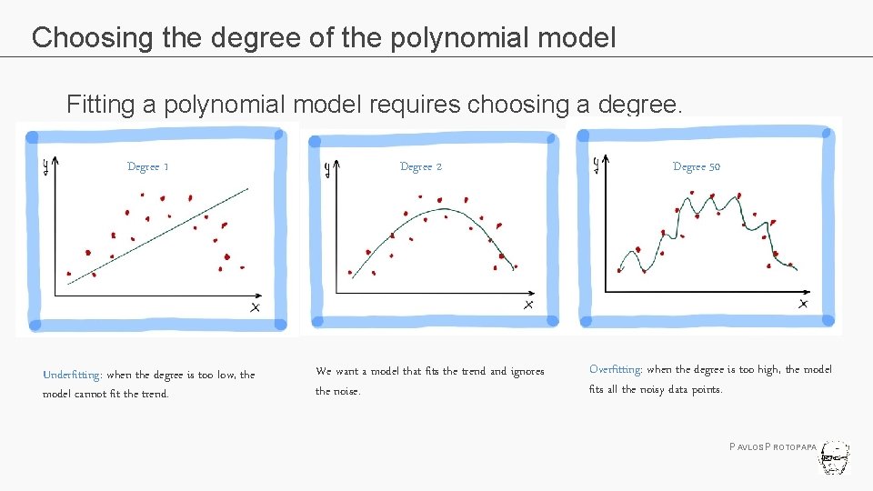 Choosing the degree of the polynomial model Fitting a polynomial model requires choosing a