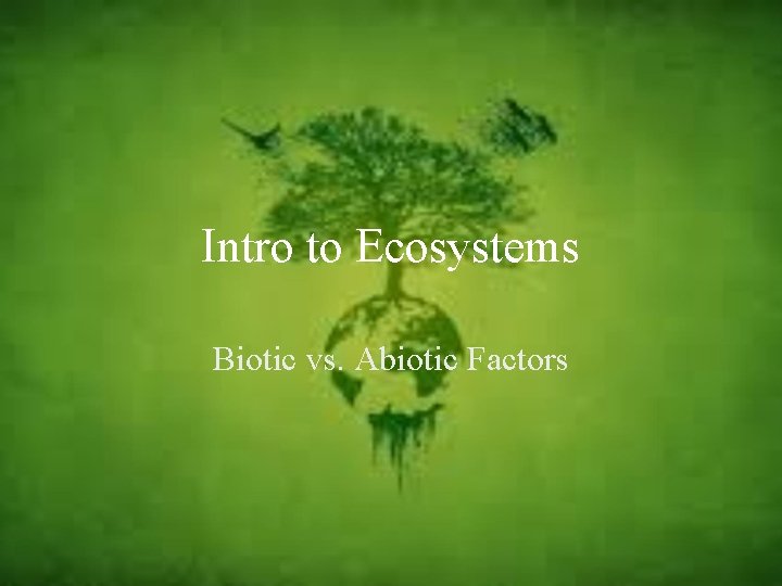 Intro to Ecosystems Biotic vs. Abiotic Factors 