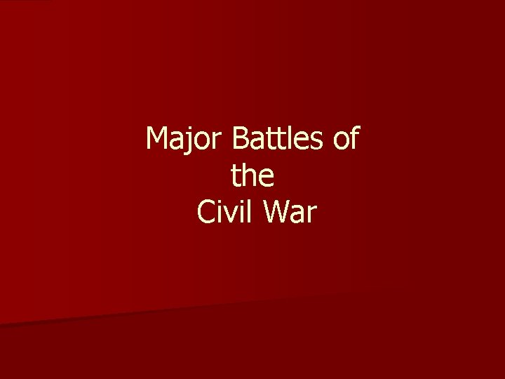 Major Battles of the Civil War 
