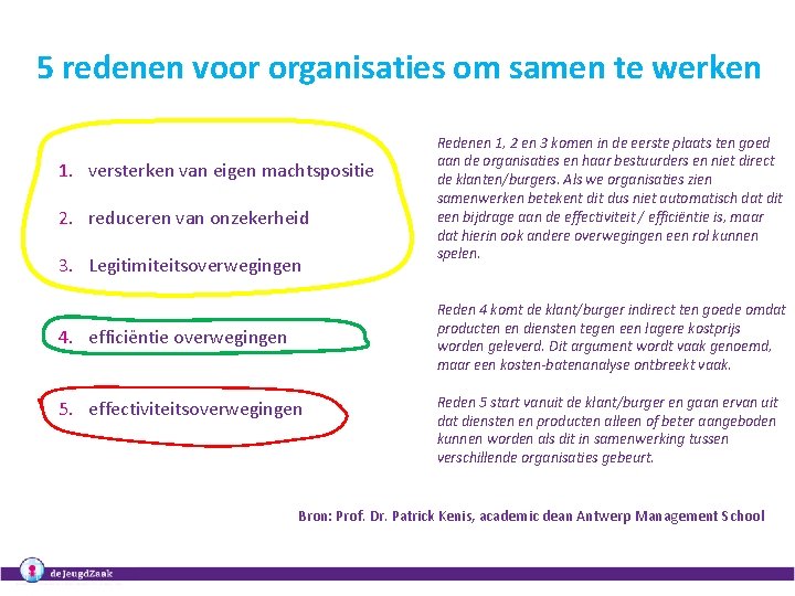 5 redenen voor organisaties om samen te werken 1. versterken van eigen machtspositie 2.