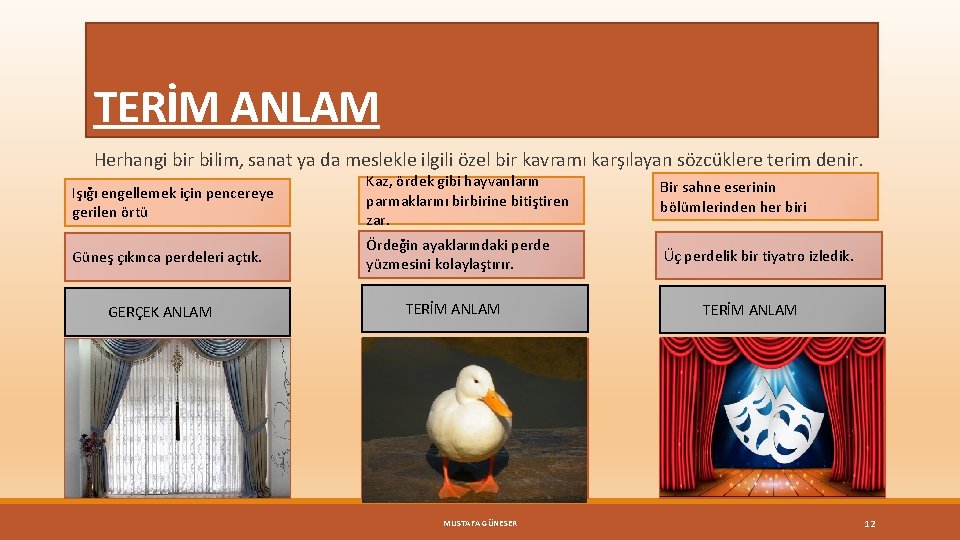 TERİM ANLAM Herhangi bir bilim, sanat ya da meslekle ilgili özel bir kavramı karşılayan