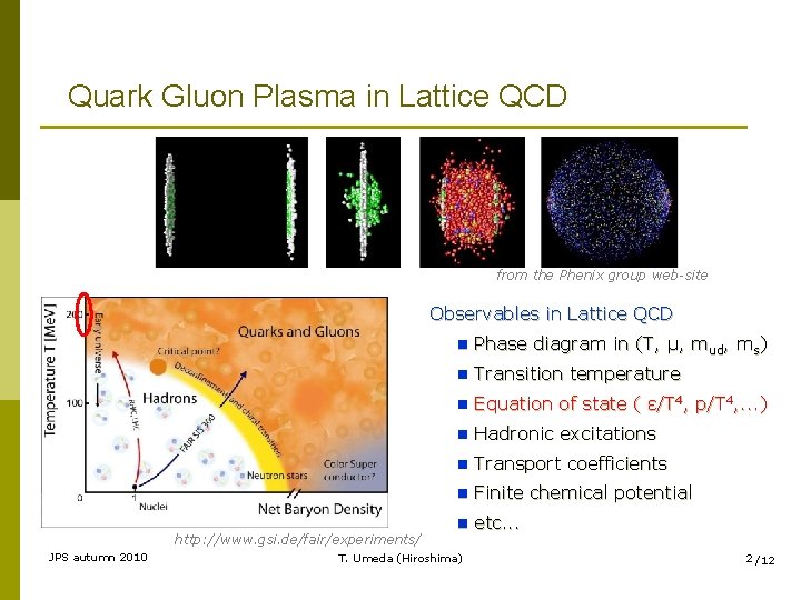 Quark Gluon Plasma in Lattice QCD from the Phenix group web-site Observables in Lattice