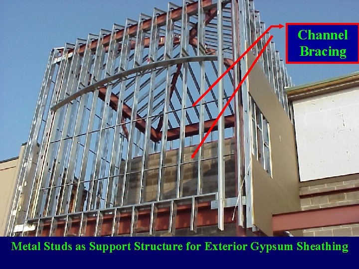 Channel Bracing Metal Studs as Support Structure for Exterior Gypsum Sheathing 