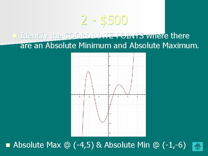 2 - $500 n n Identify the COORDINATE POINTS where there an Absolute Minimum