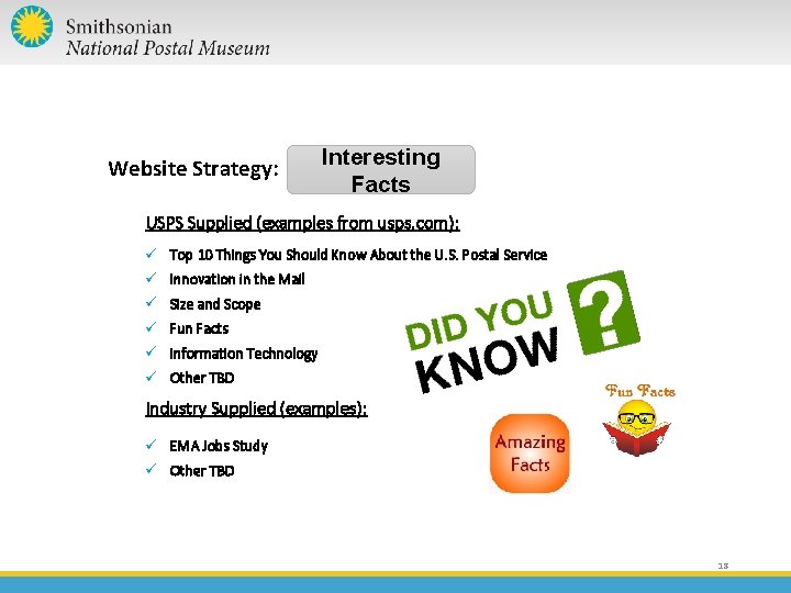 Website Strategy: Interesting Facts USPS Supplied (examples from usps. com): ü Top 10 Things