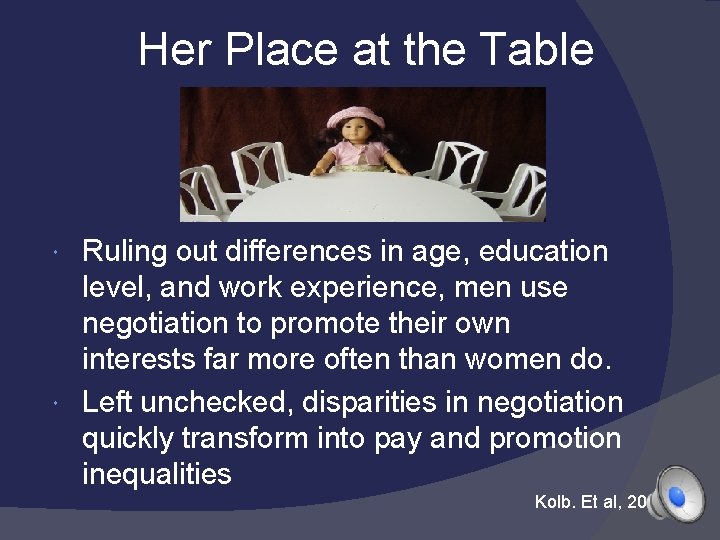 Her Place at the Table Ruling out differences in age, education level, and work