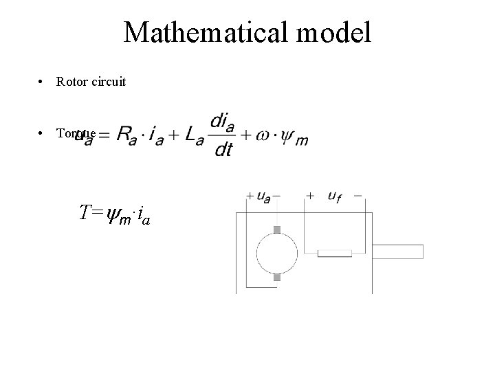 Mathematical model • Rotor circuit • Torque T=ym·ia 