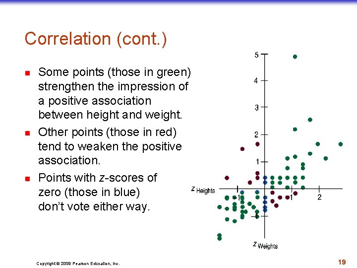 Correlation (cont. ) n n n Some points (those in green) strengthen the impression