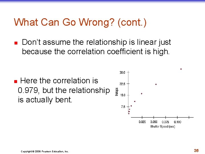 What Can Go Wrong? (cont. ) n n Don’t assume the relationship is linear