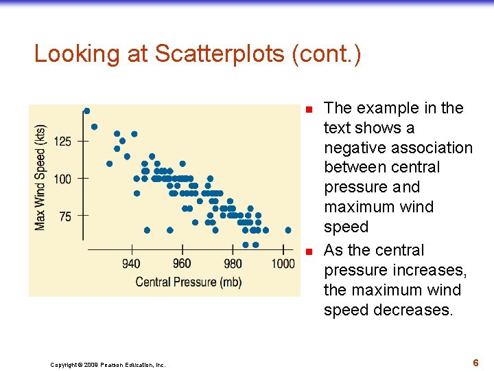 Looking at Scatterplots (cont. ) n n Copyright © 2009 Pearson Education, Inc. The