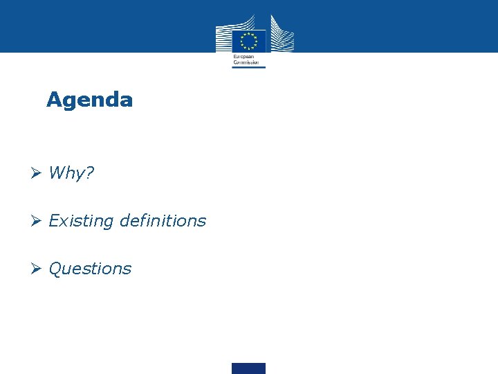 Agenda Ø Why? Ø Existing definitions Ø Questions 