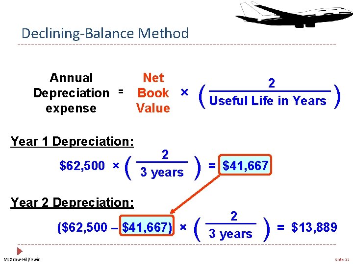 Declining-Balance Method Annual Depreciation expense Net Book Value = Year 1 Depreciation: $62, 500