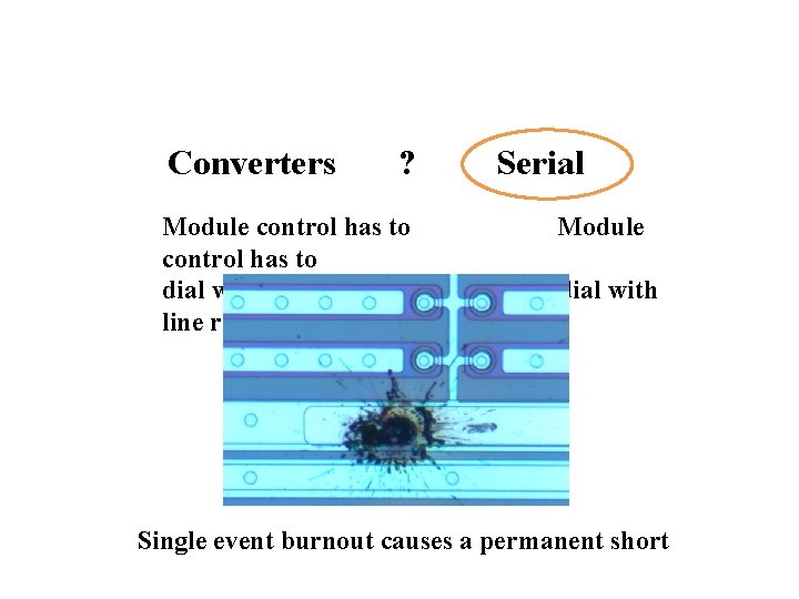 Converters ? Module control has to dial with short circuits line ruptures Serial Module