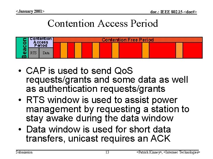 <January 2001> doc. : IEEE 802. 15 -<doc#> Beacon Contention Access Period RTS Contention