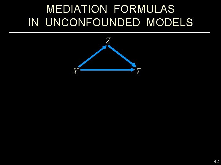 MEDIATION FORMULAS IN UNCONFOUNDED MODELS Z X Y 42 