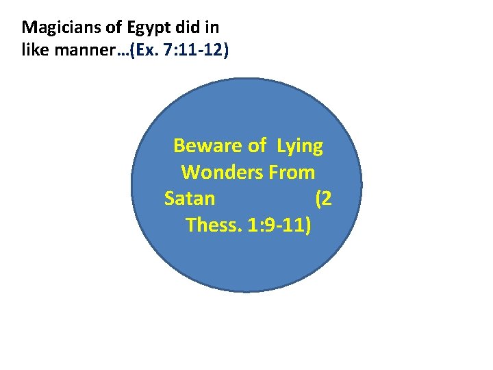 Magicians of Egypt did in like manner…(Ex. 7: 11 -12) Beware of Lying Wonders