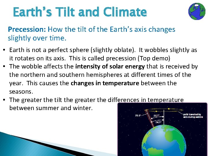 Earth’s Tilt and Climate Precession: How the tilt of the Earth’s axis changes slightly
