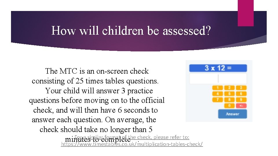 Multiplication Tables Check ParentCarer Information Content Curriculum ...