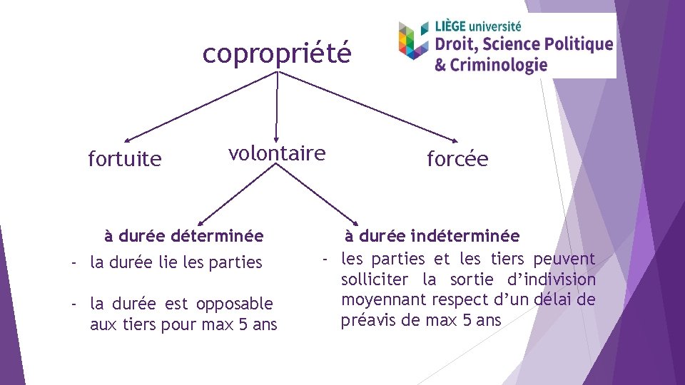 copropriété fortuite volontaire à durée déterminée - la durée lie les parties - la