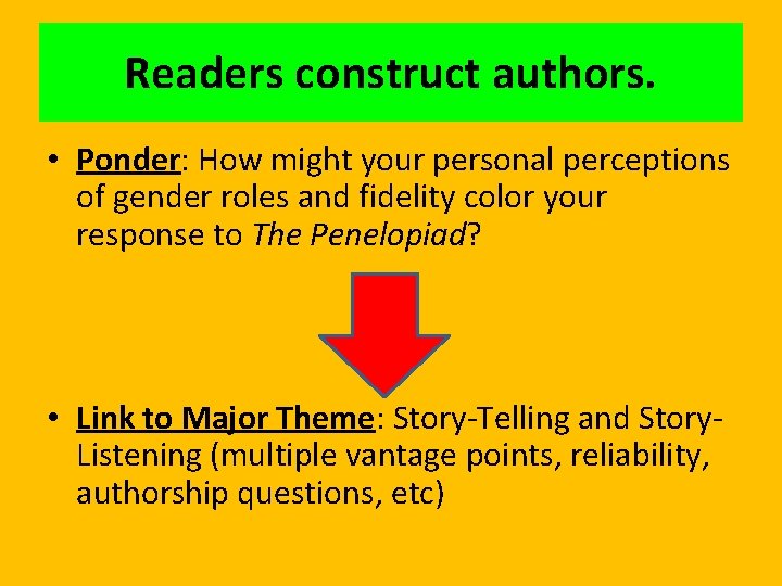 Readers construct authors. • Ponder: How might your personal perceptions of gender roles and