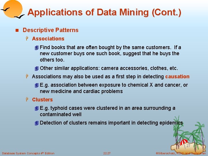 Applications of Data Mining (Cont. ) n Descriptive Patterns H Associations 4 Find books