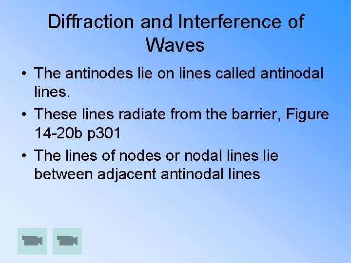 Diffraction and Interference of Waves • The antinodes lie on lines called antinodal lines.