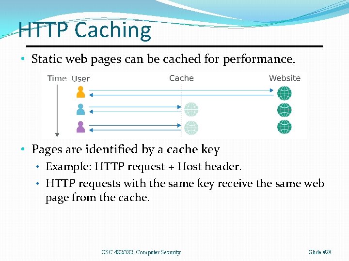 HTTP Caching • Static web pages can be cached for performance. • Pages are