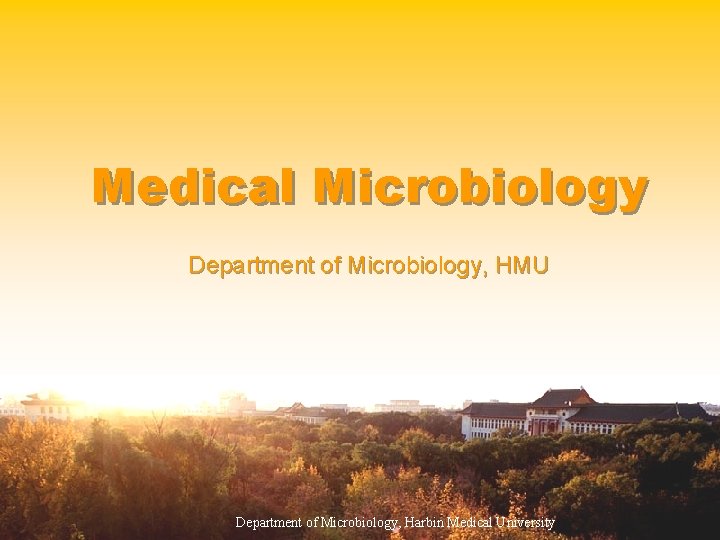 Medical Microbiology Department of Microbiology, HMU Department of Microbiology, Harbin Medical University 