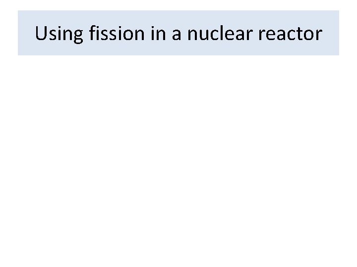 Using fission in a nuclear reactor 