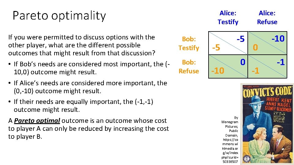 Pareto optimality If you were permitted to discuss options with the other player, what