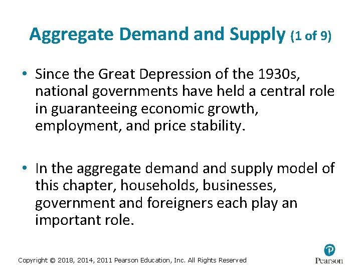 Aggregate Demand Supply (1 of 9) • Since the Great Depression of the 1930