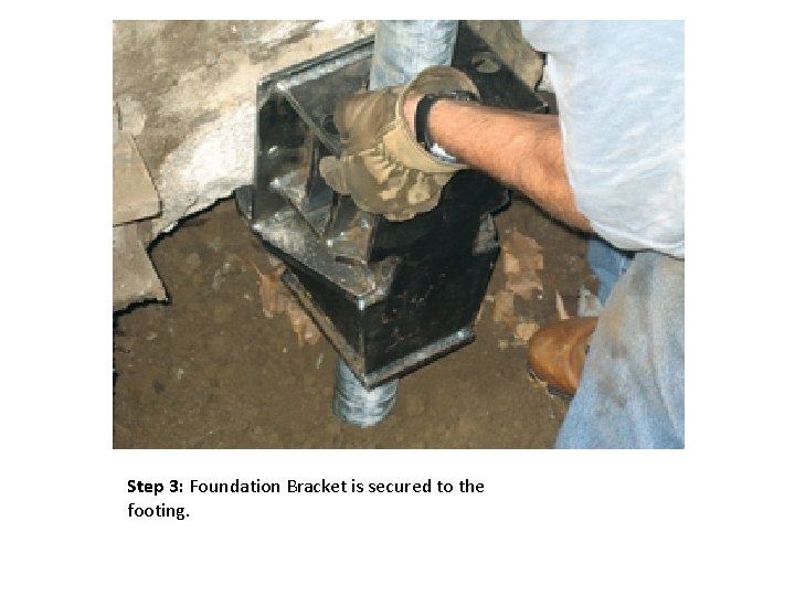 Step 3: Foundation Bracket is secured to the footing. 