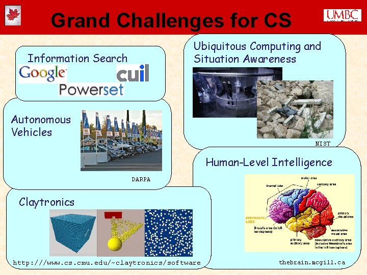 Grand Challenges for CS Ubiquitous Computing and Situation Awareness Information Search Autonomous Vehicles NIST