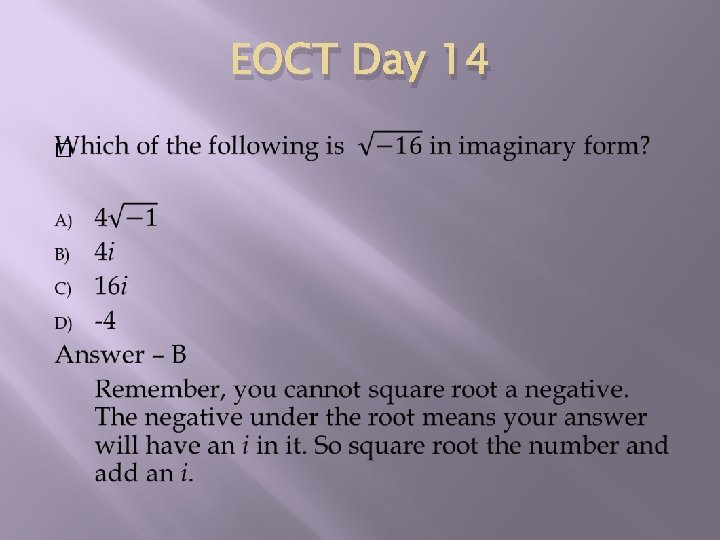 EOCT Day 14 � 