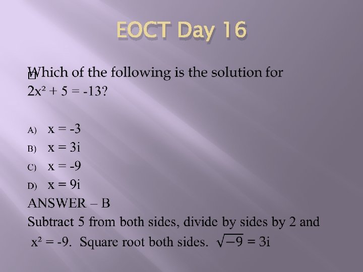 EOCT Day 16 � 