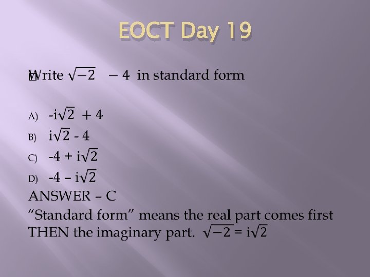 EOCT Day 19 � 