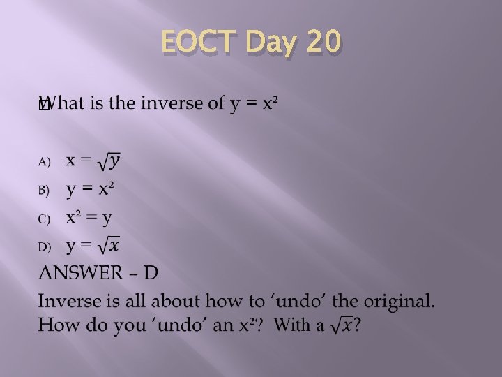 EOCT Day 20 � 