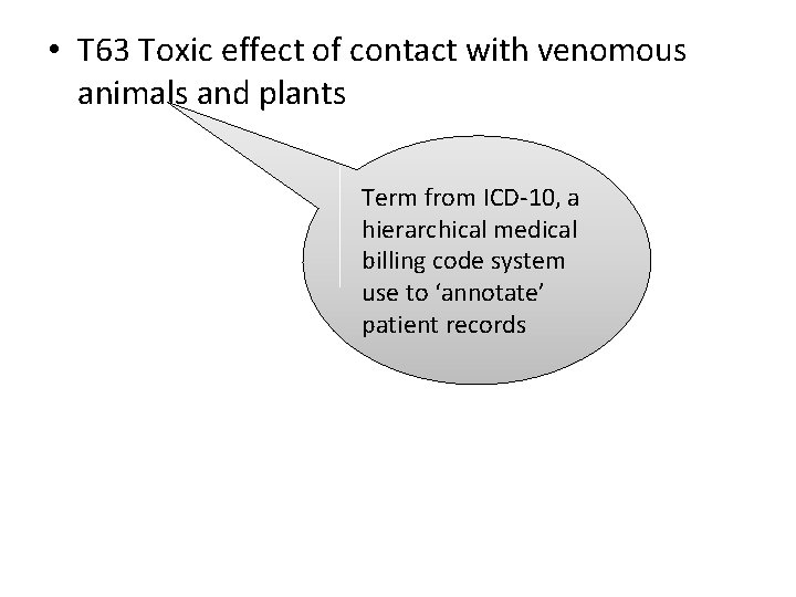  • T 63 Toxic effect of contact with venomous animals and plants Term