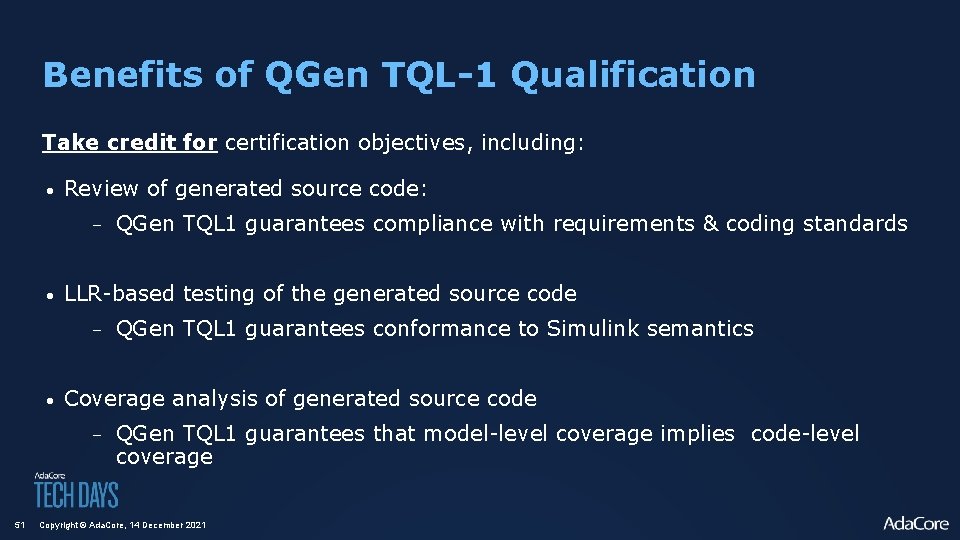 Benefits of QGen TQL-1 Qualification Take credit for certification objectives, including: • Review of