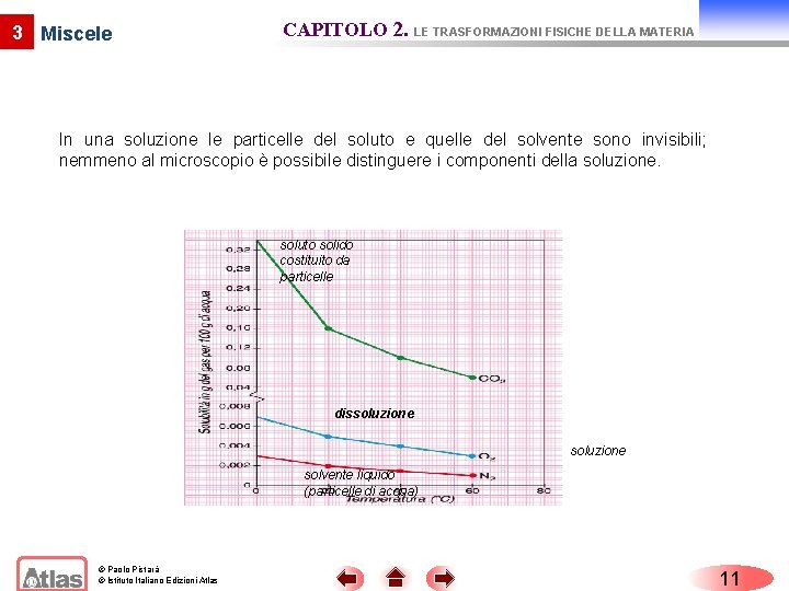 3 Miscele CAPITOLO 2. LE TRASFORMAZIONI FISICHE DELLA MATERIA In una soluzione le particelle