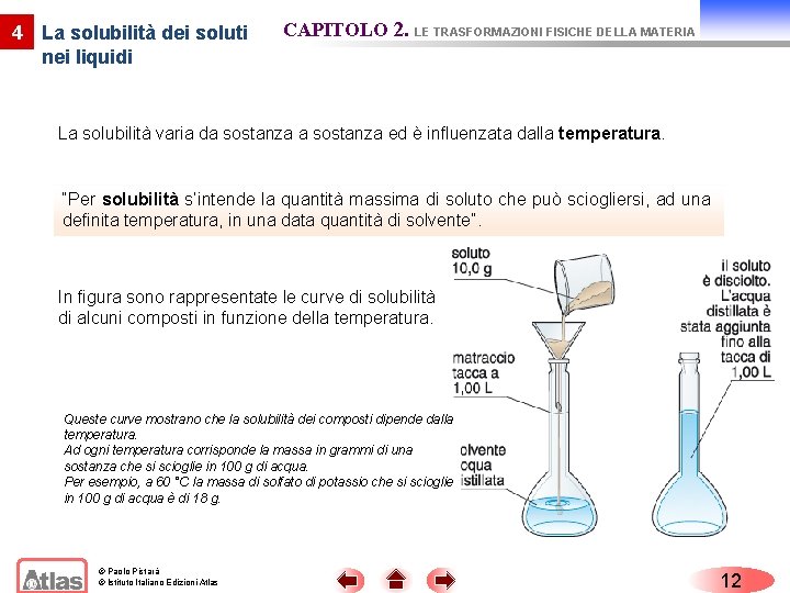 4 La solubilità dei soluti nei liquidi CAPITOLO 2. LE TRASFORMAZIONI FISICHE DELLA MATERIA