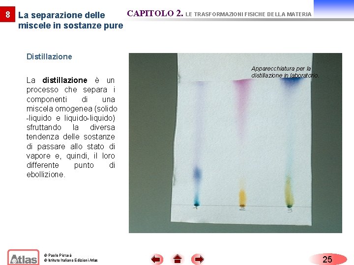 CAPITOLO 2. LE TRASFORMAZIONI FISICHE DELLA MATERIA 8 La separazione delle miscele in sostanze