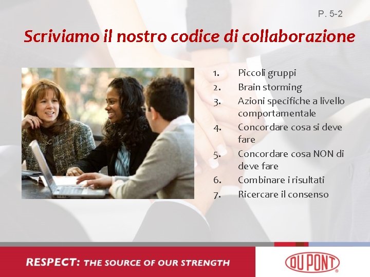 P. 5 -2 Scriviamo il nostro codice di collaborazione 1. 2. 3. 4. 5.