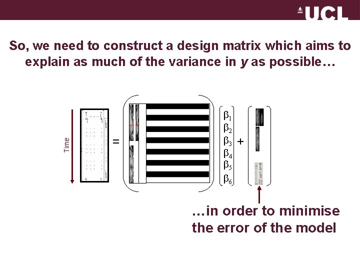 Time So, we need to construct a design matrix which aims to explain as
