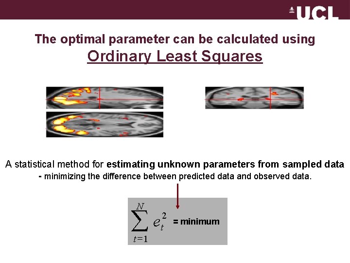 The optimal parameter can be calculated using Ordinary Least Squares A statistical method for