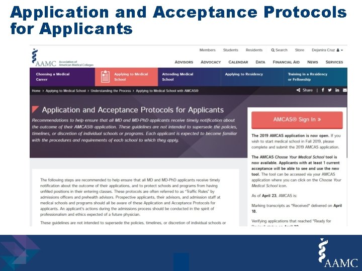 Application and Acceptance Protocols for Applicants 45 